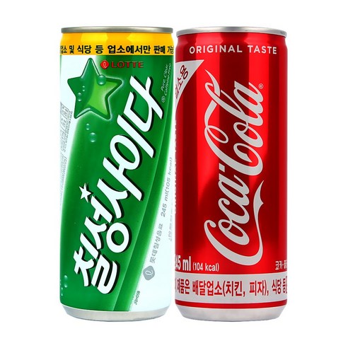 탄산(업소용) 코카콜라(15캔)+칠성사이다(15캔), 30개, 245ml