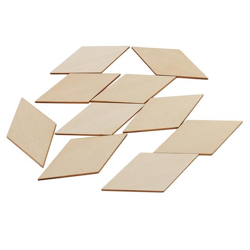 합판재단 목재재단 빈 MDF 나무 마름모 조각 태그 10x 합판 시트 100x50mm, 3.30pcs  60x30mm, 1개