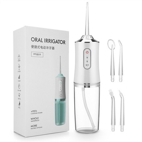 물치실 구강세정기 휴대용 치아 치간 세정기 구강 irrigator 물 flosser 5, 하얀