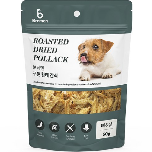 브레멘 강아지 구운 황태 간식 순살, 황태 순살, 50g, 1개