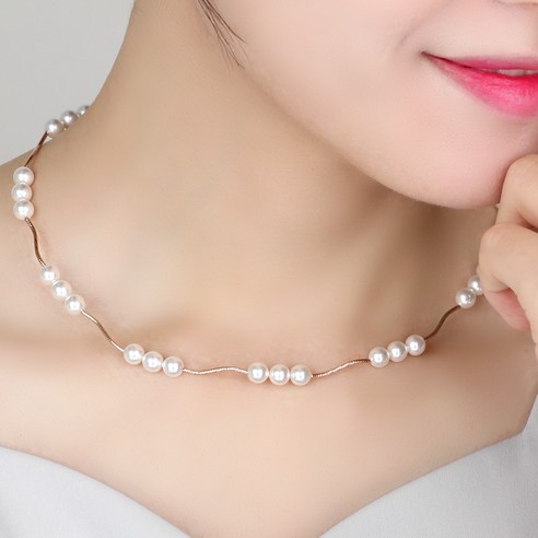 뷰띵 14K 엘레강스 진주 웨이브 스틱목걸이 [한정수량 10개]