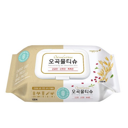 깨끗한나라 오곡물티슈 캡형, 100매입, 100개