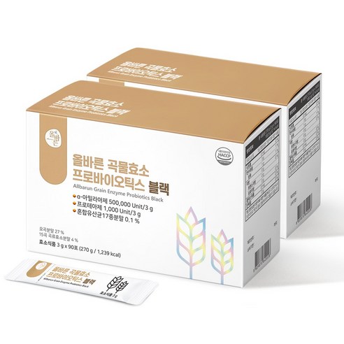 올바른 곡물효소 프로바이오틱스 블랙, 270g, 3개