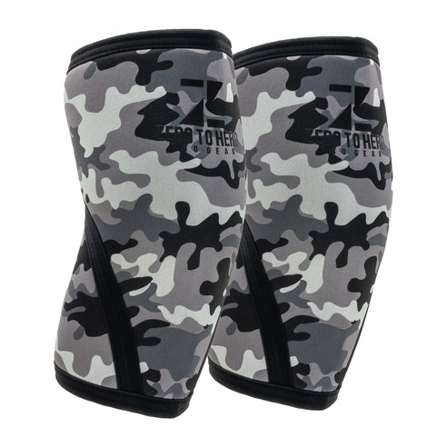 제로투히어로 네오프렌 헬스 팔꿈치보호대 7mm Grey camo 양쪽 세트, 1개