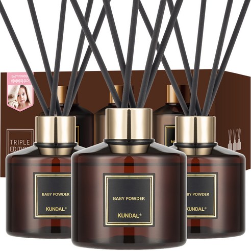 쿤달 퍼퓸 디퓨저 200ml 3개 + 섬유스틱 15개 세트, 화이트머스크향, 6개