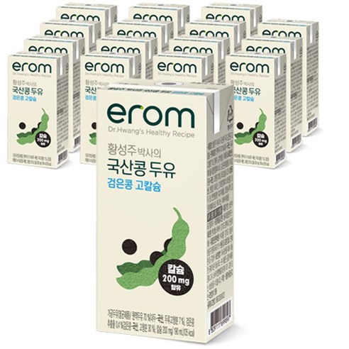 이롬 황성주 국산콩 검은콩 고칼슘 두유, 100개, 190ml