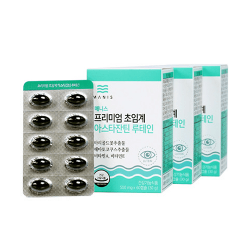 매니스 프리미엄 초임계 아스타잔틴 루테인 하루1알 흡수율좋은 눈건강영양제, 60정, 3개, 60정