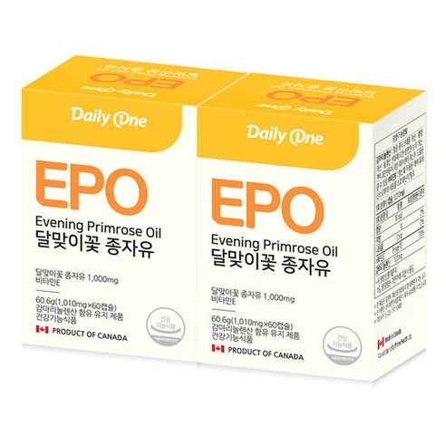 [데일리원] EPO 달맞이꽃 종자유 감마리놀렌산 비타민E 1010mg X 60캡슐 1통, 1개, 상세 설명 참조