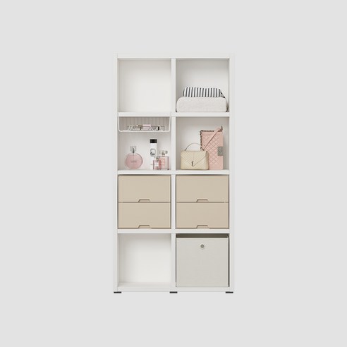 한샘 샘 책장 4단 80cm 서랍형 시공 (컬러 택1), 크림화이트_책장/화이트_서랍 (B)
