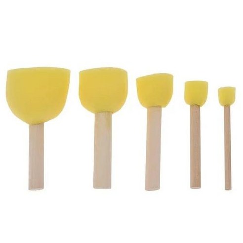 조각칼 도예 도구 나무 손잡이 스폰지 막대 세트 물 흡수 점토 조각 꽃 DIY 도자기 예술 5개, 노란색 5 개