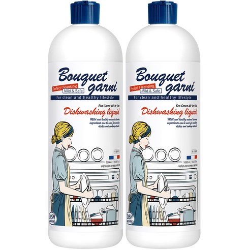 부케가르니 에코 그린 액체 식기세척기 세제, 1000ml, 2개
