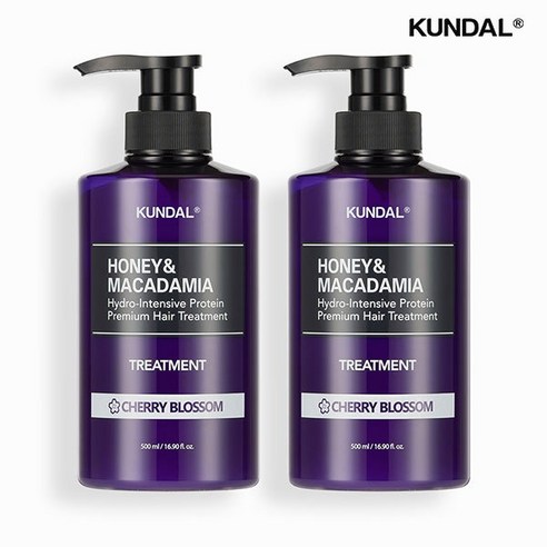 [쿤달] 허니&마카다미아 단백질 트리트먼트 500ml 2개 체리블라썸, 단일속성