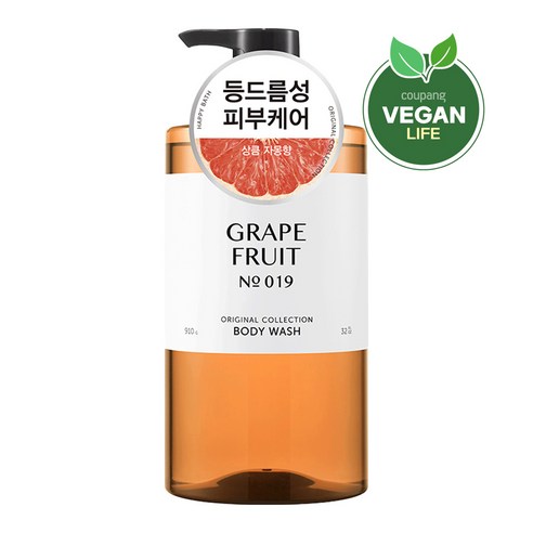 해피바스 오리지널 컬렉션 등드름 약산성 대용량 바디워시 자몽향, 1200g, 1개