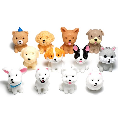 포레스 테라리움 재료 미니 아기 강아지 피규어 12종 세트, 혼합색상, 1세트