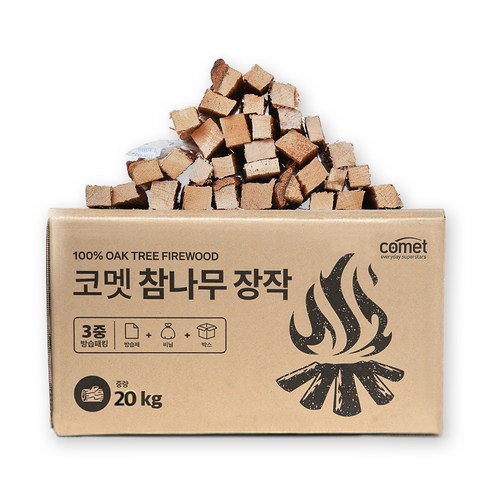 코멧 3중 방습 국산 참나무 장작, 10kg, 1개