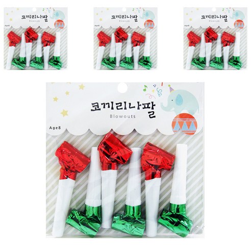 파티쇼 파티코끼리나팔 2종 x 3p, 골드, 실버, 4세트