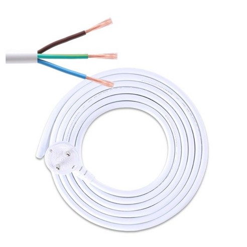 LED앤샵 전기코드선 전선 전기선 접지케이블 전원코드선 전선코드 1.5SQX3C 220V 전기코드 파워코드 전원선 측면접지선 코드선 백색, 3m, 1개, 화이트