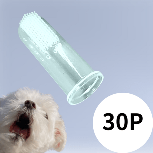 강아지 고양이 실리콘 손가락 칫솔, 30개, 투명
