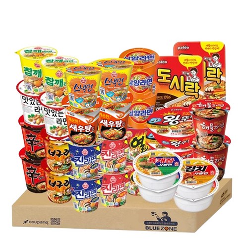 블루존 소컵라면 15종 30개입(육사발 2+김치사발2+신라면2+너구리2+진매2+진순2+새우탕2+스낵면2+참깨2+열2+삼양2+밋있는2+도시락2+미니왕2+해물2)