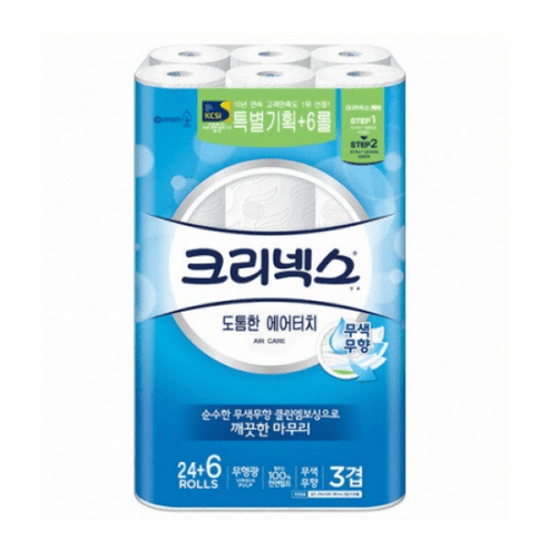 크리넥스 도톰한 에어터치 플러스 27m 30롤 X1팩, 1팩, 상세페이지 참조