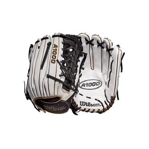 Wilson 2022 A1000 T125 31.8cm(12.5인치) 패스트피치 외야 장갑 - 왼손 투구 화이트/블랙/메탈릭 골드