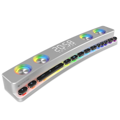 노벨뷰 디스코 팡 블루투스 게이밍 스피커 RGB, NV123, 화이트