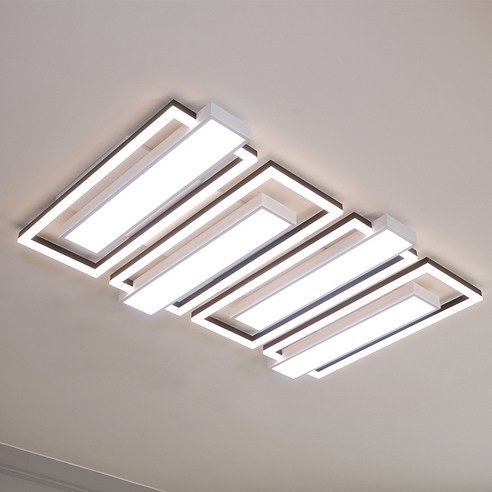 LED 듀오 거실 8등 200W, 블랙 + 화이트