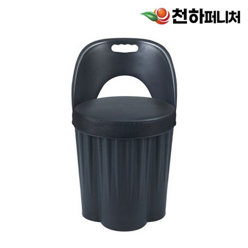 천하퍼니처 깡통의자 식당 고기집 수납 의자 스툴 등받이형 블랙 2개, 쿠션(오렌지)