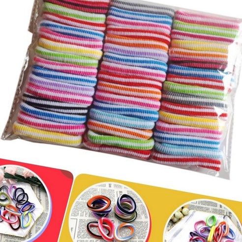 45p 줄무늬 파스텔 머리 카락 끈 부드러운 고무줄 헤어 밴드 곱창 안엉키는 소프트 악세서리 컬러 스트라이프 인형 여자 아이 어린이 안아픈 여아 딸 묶기