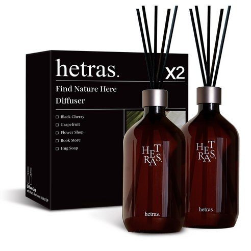 헤트라스 프리미엄 대용량 디퓨저 500ml 2p 선물세트, 북 스토어, 2개