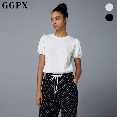 GGPX 숏 슬리브 엠보 블라우스형 티셔츠 GO4TS009F