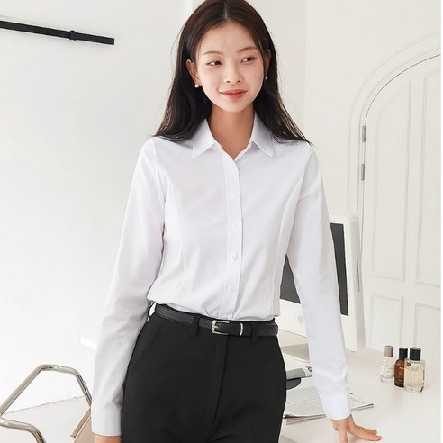 흰색 스판 카라 정장 셔츠 블라우스 남방 반팔 긴팔 빅사이즈 XS~4XL [고급]