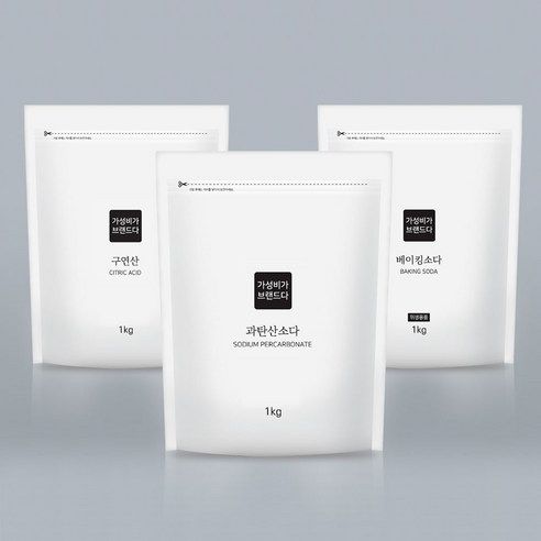 가성비가 브랜드다 베이킹소다+과탄산소다+구연산 천연세제 1kg (지퍼백), 1세트