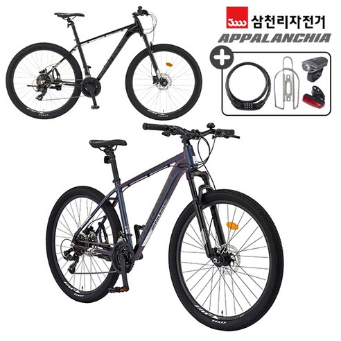 삼천리 2024 완조립 아팔란치아 M20 27.5인치 21단 주니어 성인 알루미늄 산악용 광폭 MTB 자전거, 17.5_L, 블랙