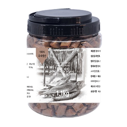 또멍냥 100%국내생산 고퀄리 강아지 리얼 큐브 져키 황태져키 1.1kg, 3개, 1100g