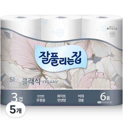 잘풀리는집 클래식 3겹 퀄팅 롤화장지 25 m, 6개입, 1개