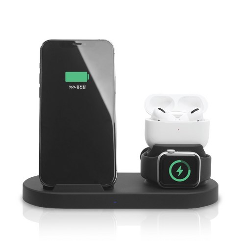 스마텍 15W 3in1 고속 무선 충전기 STQC-3in1, 블랙, 2개