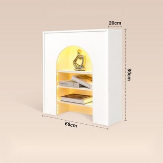 아치형 벽난로 콘솔, 25 조명 유광 화이트 60x20x80
