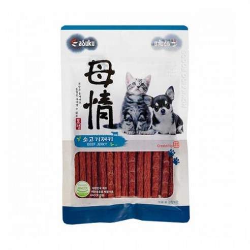 아수쿠 모정 져키. 강아지.고양이 말랑말랑 잘먹는 져키 140g, 6개, 소고기