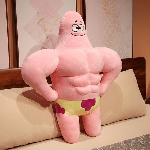재미있은 근육질 스폰지밥 머슬맨 뚱이 캐릭터 선물 보디빌딩 남친인형, 귀여운 파이 스타, 50cm