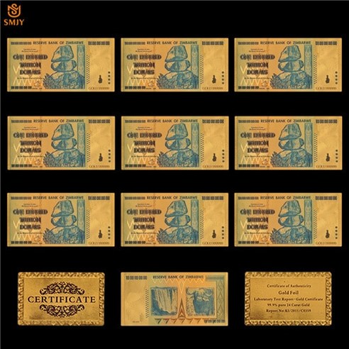 10 개/몫 짐바브웨 골드 지폐 달러 돈 복제 통화 컬렉션, [05] 500 Dollar