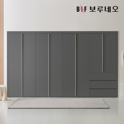 [보루네오] 30cm 붙박이장 슬라이딩 여닫이 안방 거실 스타일러 무몰딩 슬라이드 미닫이 8자 9자 10자 11자 12자, 01.네오여닫이-다크그레이 30cm