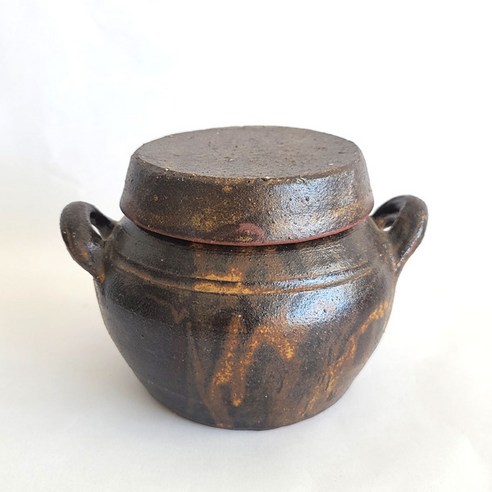 [토비] 1.2kg 수작업 전통 옹기 작은 복 단지 옛날 미니 현관 소금 항아리 (1.2kg), 1개