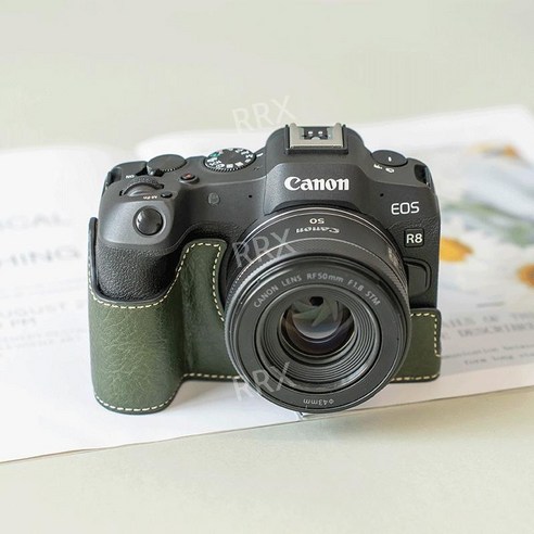 캐논 R50 케이스 가죽 속사케이스 EOS R8 속사케이스 커버 보호 카메라 가방, R50/R100 그린 커버+스트랩
