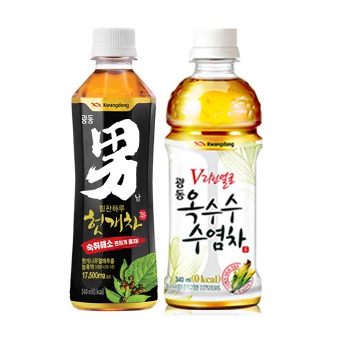 [제트스카이] 광동 옥수수 수염차 340ml 20펫 + 광동 헛개차 340ml 20펫, 1세트