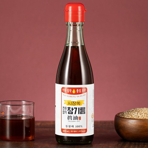 시장쏙 전통압착 참기름, 350ml, 3개