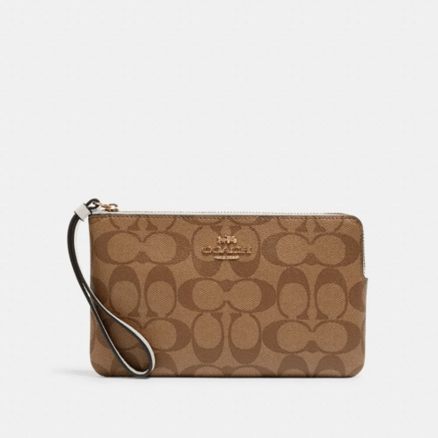 코치 장지갑 손목스트랩 Large Corner Zip Wristlet In Signature