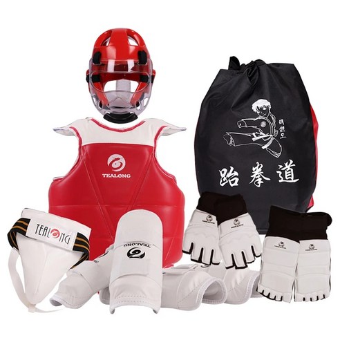 태권도 장비 보호대 훈련 스파링 5 피스 세트 헬멧 갑옷 킥복싱 Guantes 드 Boxeo 권투 장갑 Capacete 헤드 프로텍터 스팻, [04] 170-180cm height, [08] 8 pcs blue