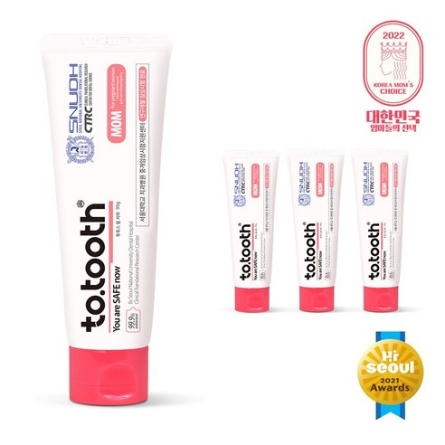 메디덴코 투투스 맘 임산부 입덧치약 순한 무불소 치약, 95g, 3개
