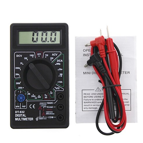 DC AC 전압계 전류계 OHM 테스터 용 전문 DT832 디지털 멀티 미터 LCD Black, 1개